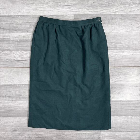 28.5 Waist Vintage Pendleton Wool Pencil Skirt Green Dark Academia USA Made - Picture 5 of 8